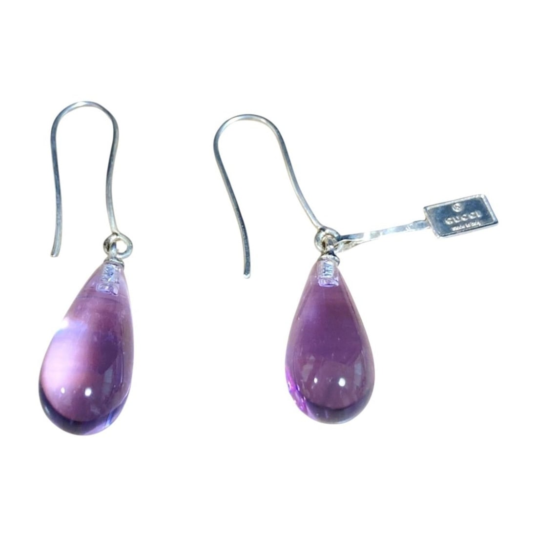 GUCCI Crystal Drop Earrings, 925 Sterling Silver, Purple, Women's: --- Catalog ---Category: SizeSize (HxWxD): 45.00mm x 10.00mm / 1.77'' x 0.39''Category: DesignType: Stud earringsColor: PurpleGender: WomenCategory: GeneralBrand: Gucci--- Item List ---Section: Condit