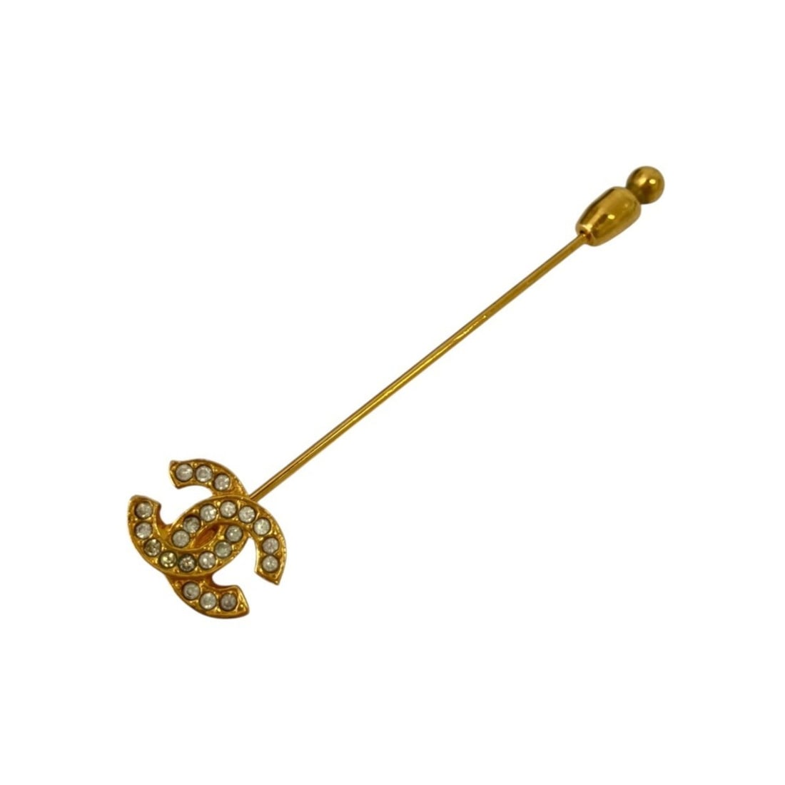 CHANEL Vintage Coco Mark Rhinestone Pin Brooch, Gold Color, Women's: --- Catalog ---Category: SizeSize (HxWxD): 5.8cm x 1.3cm / 2.28'' x 0.51''Category: DesignType: Pin broochColor: GoldGender: WomenCategory: GeneralBrand: Chanel--- Item List ---Section: ConditionRanki