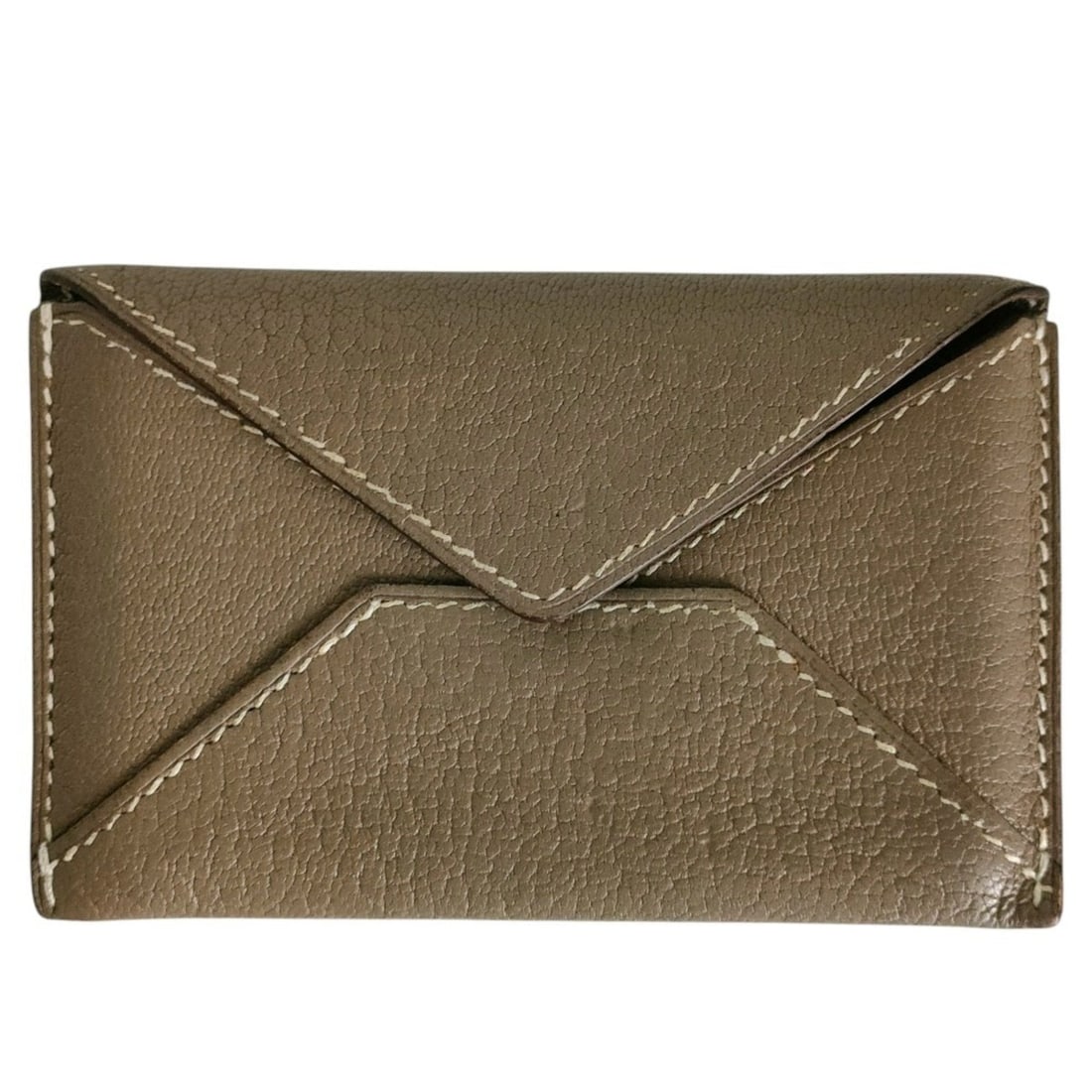 HERMES Hermes Chevre Mysore Leather Envelope PM Envelope-style Business Card Holder/Card Case ?L: --- Catalog ---Category: DesignType: Card caseColor: Brown, Etoupe grayGender: WomenMaterial: Chevre myzore leather Category: GeneralBrand: HermesCategory: Physical PropertiesSize (HxWxD): 6.6cm x 10.