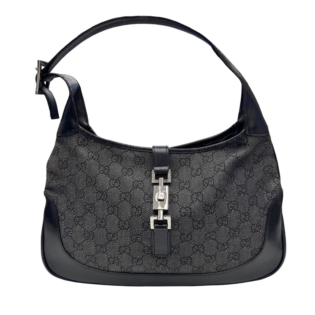 GUCCI Jackie 00963 Canvas Bag, Black, Women's (1 of 14)