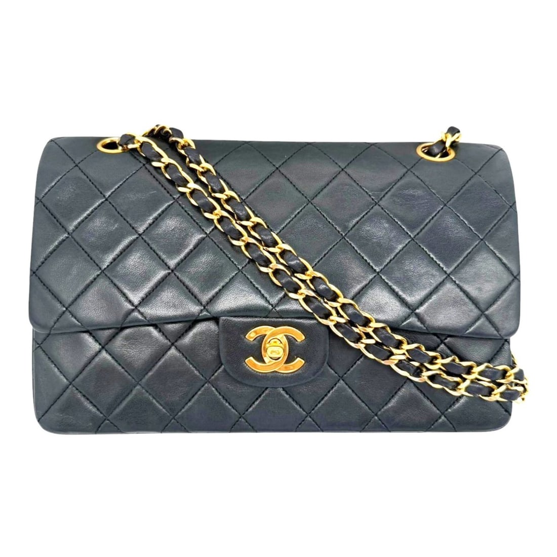 CHANEL Matelassé 25 Double Flap Chain Shoulder Bag, Lambskin, Black, Women's (1 of 20)