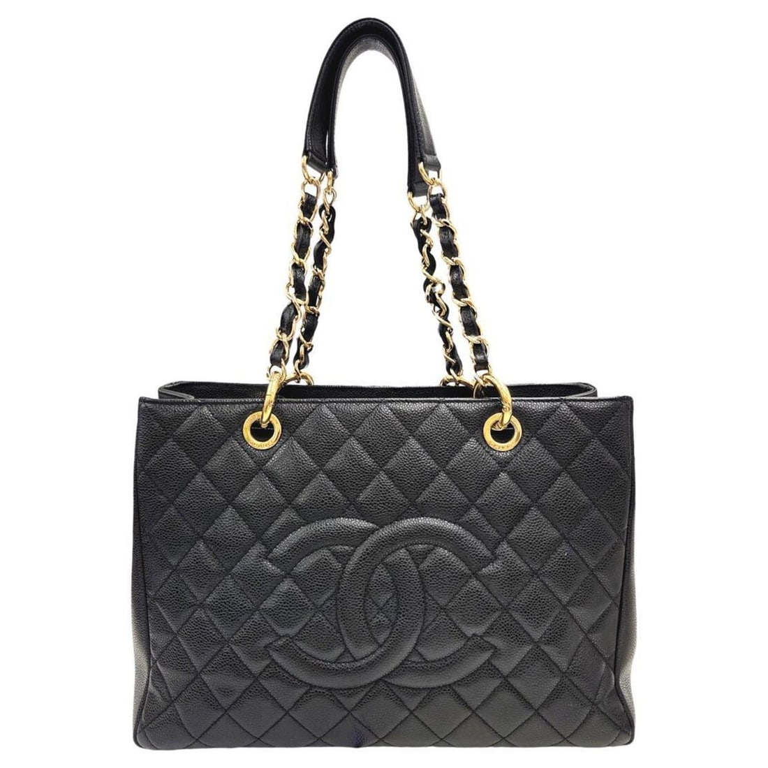 CHANEL GST Chain Tote, Caviar Leather, Black, Grand Tote Bag, Women's (1 of 14)