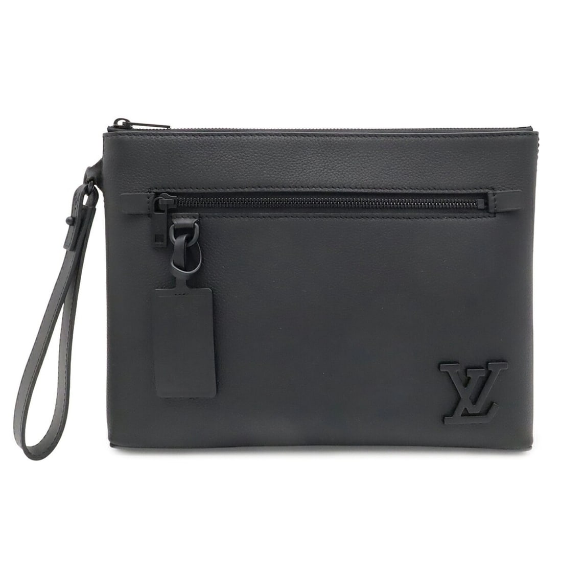 LOUIS VUITTON LV Aerogram Pochette iPad Takeoff Handbag Pouch Second Bag Clutch Leather Noir Black (1 of 9)