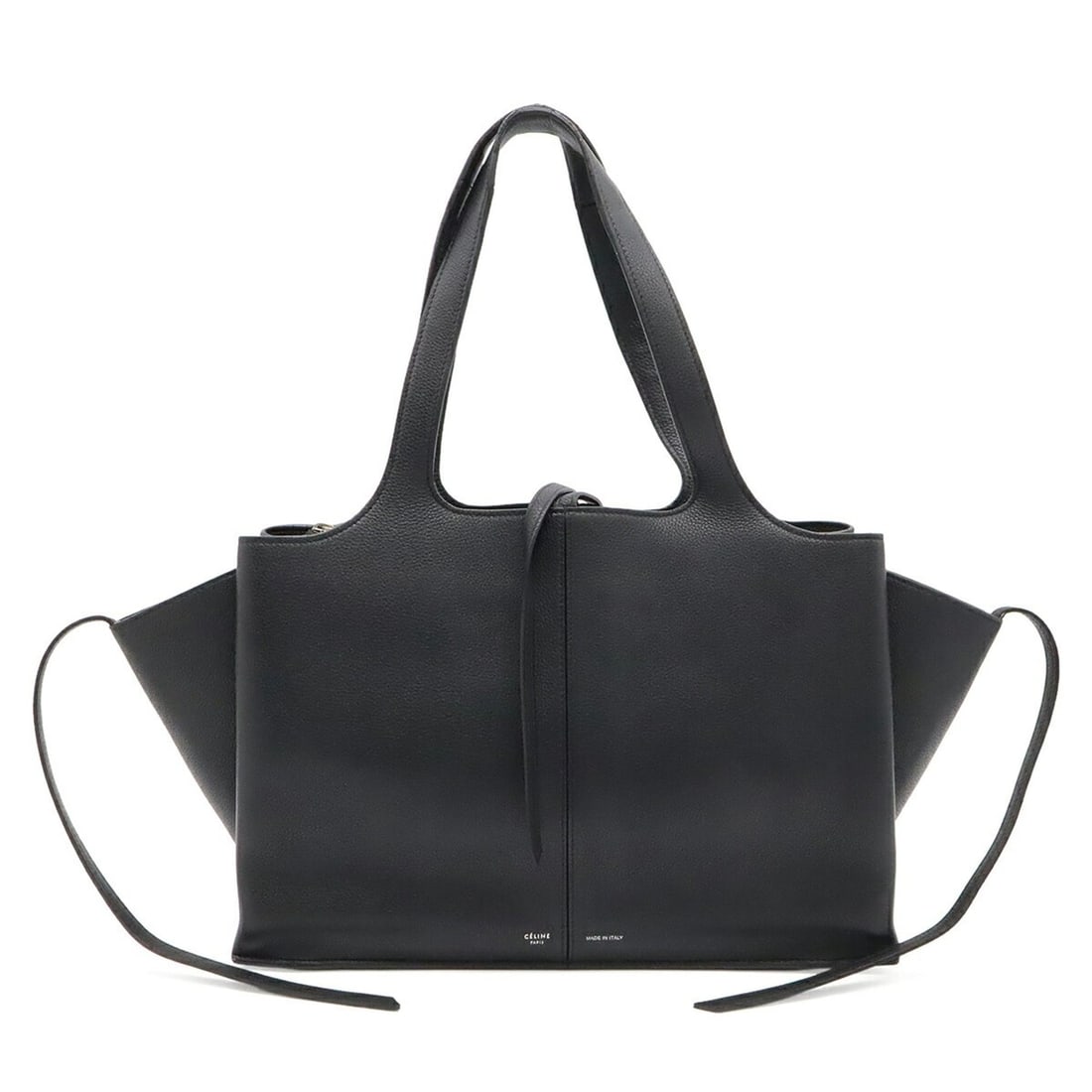 CELINE Trifold Medium Tote Bag Shoulder Leather Black 178883 (1 of 10)