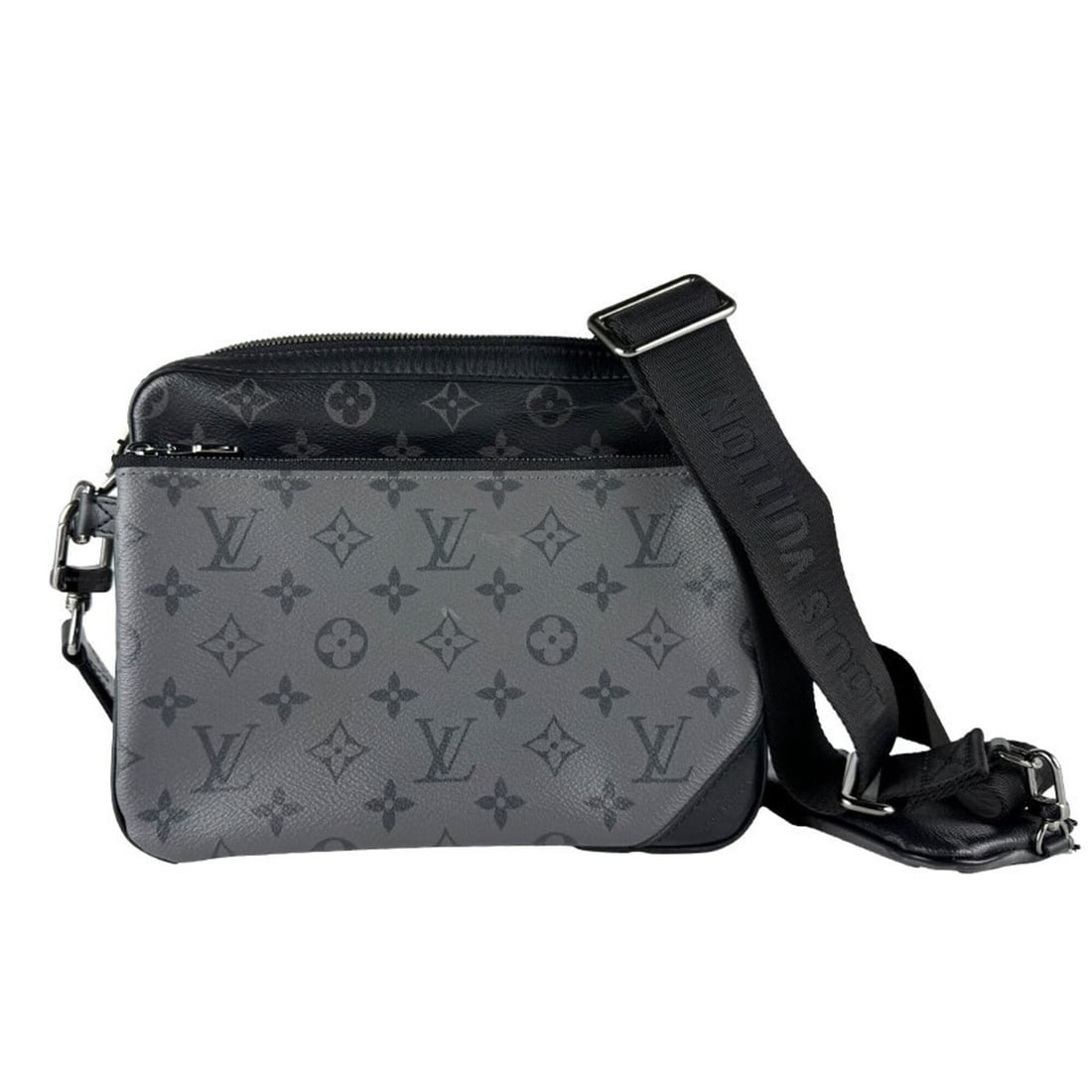 Louis Vuitton LOUIS VUITTON Crossbody Shoulder Bag Monogram Eclipse Trio Messenger Black Gray Men's: --- Catalog ---Category: SizeSize (HxWxD): 18cm x 25cm x 4cm / 7.08'' x 9.84'' x 1.57''Category: DesignType: Shoulder bagColor: Black, Gray, Monogram EclipseGender: MenMaterial: PVC Category: GeneralM
