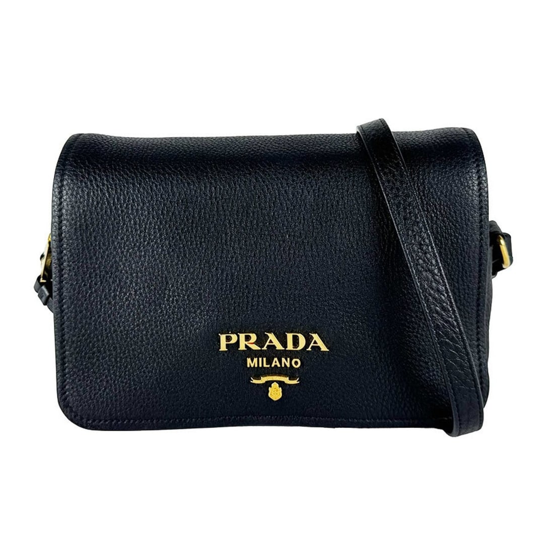Prada PRADA Shoulder Bag Leather Black Gold Women's z10738: --- Catalog ---Category: SizeSize (HxWxD): 15cm x 22cm x 7cm / 5.9'' x 8.66'' x 2.75''Category: DesignType: Shoulder bagColor: BlackGender: WomenMaterial: Leather Category: GeneralBrand: PradaCountry 