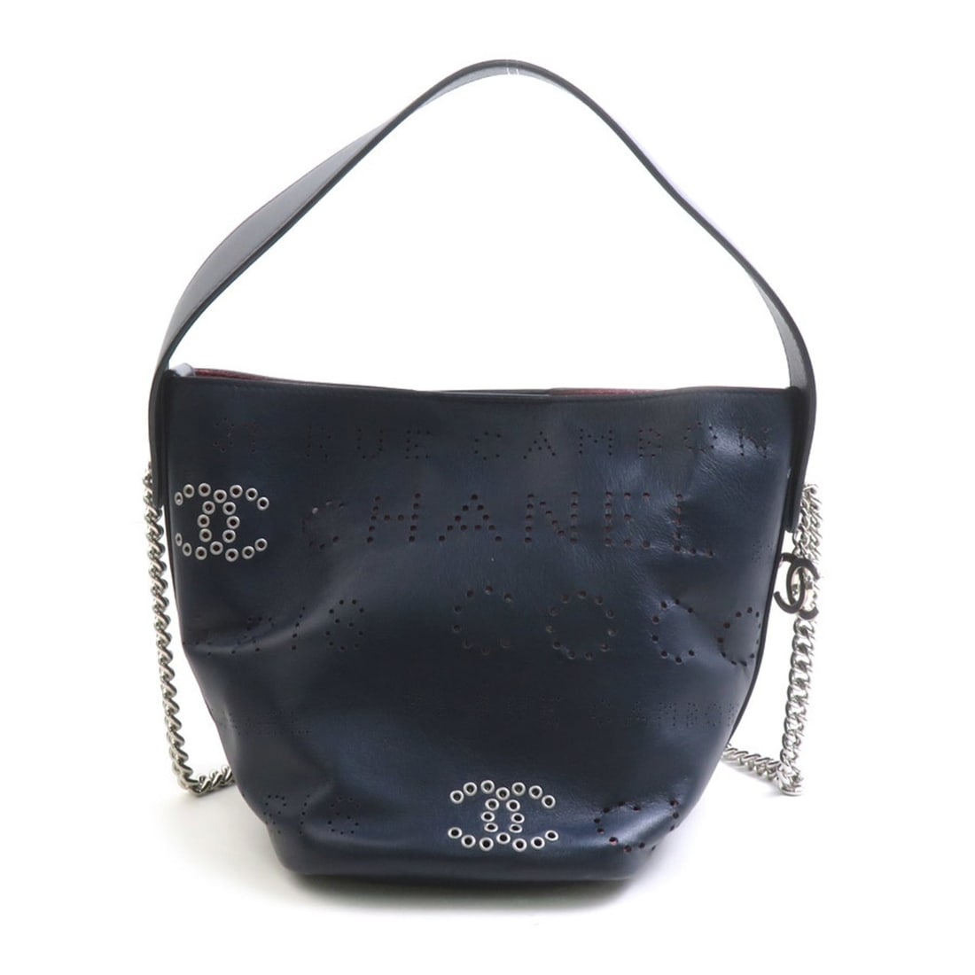 Chanel handbag/shoulder bag, perforated leather, navy, women's, AS0487 90291c: --- Catalog ---Category: SizeSize (HxWxD): 19cm x 24cm x 19cm / 7.48'' x 9.44'' x 7.48''Category: DesignType: Handbag, Shoulder bagColor: NavyGender: WomenMaterial: Leather Category: GeneralMPN: AS048