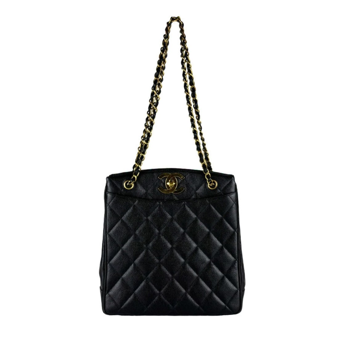 Chanel CHANEL Shoulder Bag, Caviar Leather, Metal, Black, Gold, Women's z10851: --- Catalog ---Category: SizeSize (HxWxD): 29cm x 29cm x 8cm / 11.41'' x 11.41'' x 3.14''Category: DesignType: Shoulder bagColor: BlackGender: WomenMaterial: Grained Calfskin Category: GeneralBrand: C