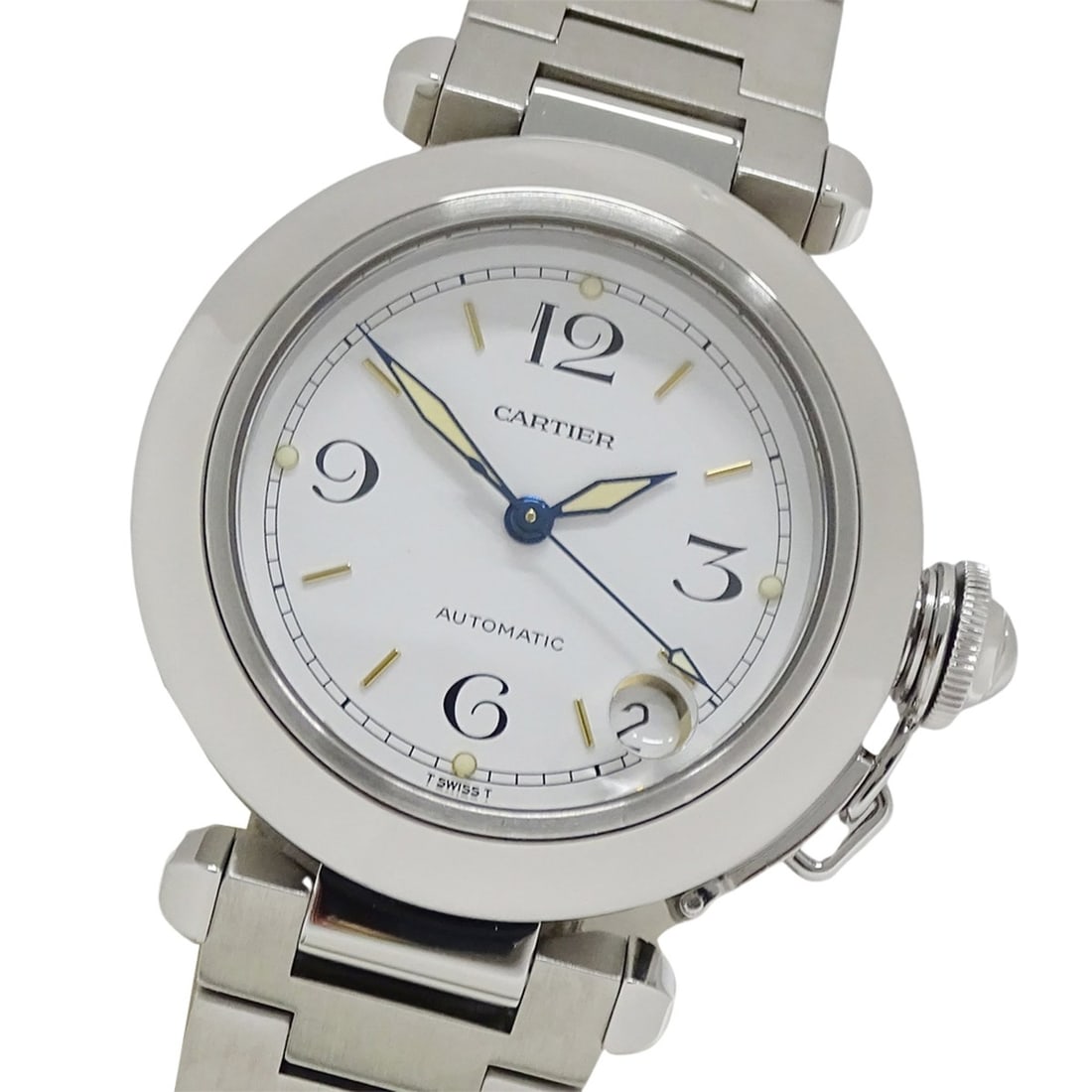 Cartier Pasha C Date Automatic Watch for Boys, Stainless Steel (SS) W31015M7, Silver/White,: --- Catalog ---Category: SizeWrist Size: 19.5cm / 7.67''Case Diameter: 35mm / 1.38''Category: DesignType: WristwatchGender: MenColor (Dial): WhiteMaterial (Band): Stainless steelMaterial (Case): Stain