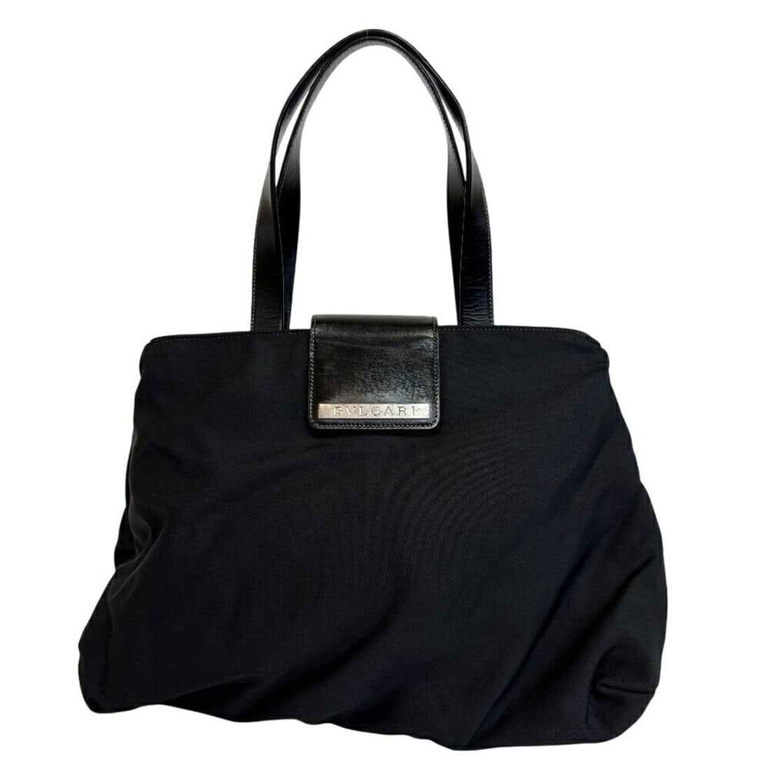 BVLGARI Bulgari Shoulder Nylon Tote Bag Black: --- Catalog ---Category: SizeSize (HxWxD): 26.5cm x 32cm / 10.43'' x 12.59''Handle Length: 19cm / 7.48''Category: DesignType: Tote bagColor: BlackGender: WomenMaterial: Canvas Category: GeneralBrand: 