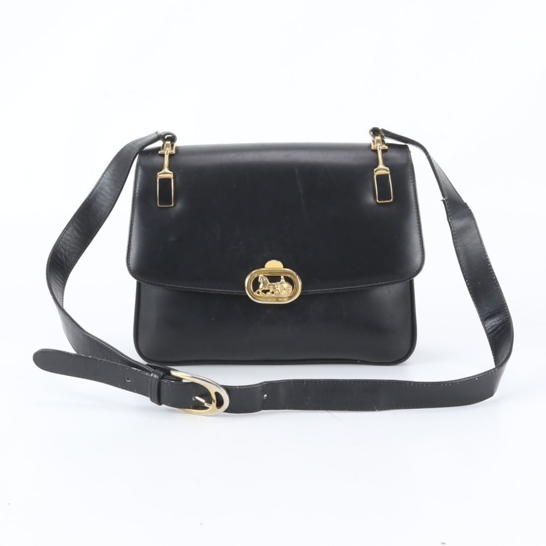 Celine leather shoulder bag with carriage hardware, black, brand name, women's.: --- Catalog ---Category: SizeSize (HxWxD): 18cm x 24cm x 4cm / 7.08'' x 9.44'' x 1.57''Category: DesignType: Shoulder bagColor: BlackGender: WomenMaterial: Leather Category: GeneralBrand: CelineCountr