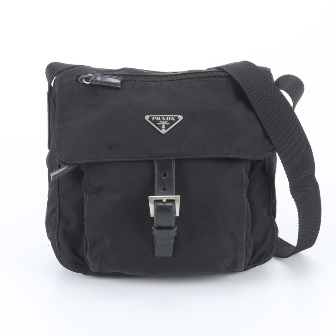 Prada Tessuto Nylon Triangle Logo Leather Shoulder Bag Business for Men (1 of 10)