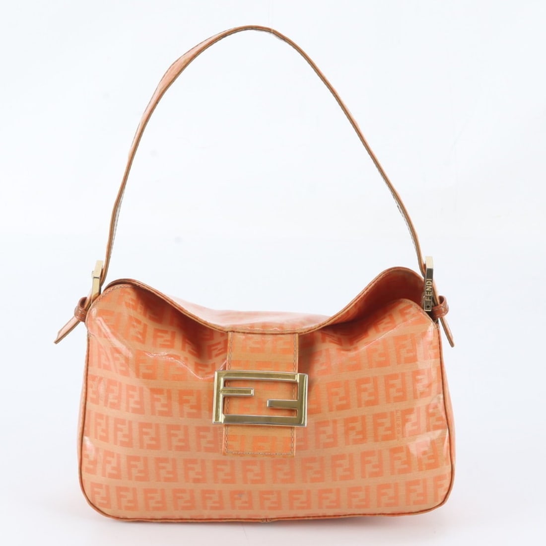 Fendi Zucchino Mamma Bucket Baguette Leather Shoulder Bag Handbag for Women: --- Catalog ---Category: SizeSize (HxWxD): 16cm x 23cm x 7cm / 6.29'' x 9.05'' x 2.75''Category: DesignType: Handbag, Shoulder bagColor: OrangeGender: WomenMaterial: Leather , Coated canvas Category: 