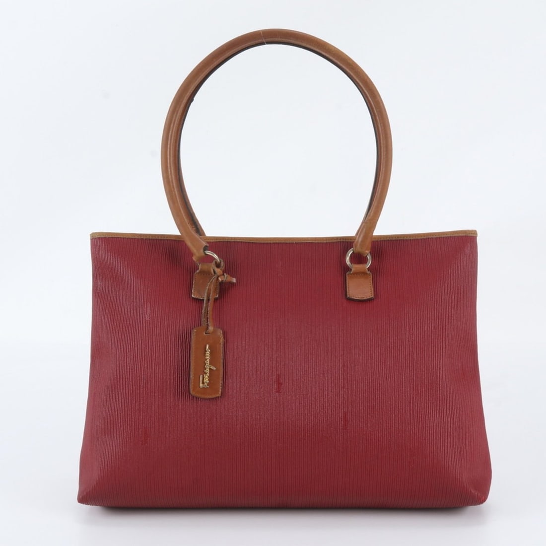 Salvatore Ferragamo AG21 2197 Leather Tote Bag Shoulder Handbag for Women: --- Catalog ---Category: SizeSize (HxWxD): 29cm x 44cm x 10cm / 11.41'' x 17.32'' x 3.93''Category: DesignType: Handbag, Shoulder bag, Tote bagColor: Brown, Red colorGender: WomenMaterial: Leather Cat