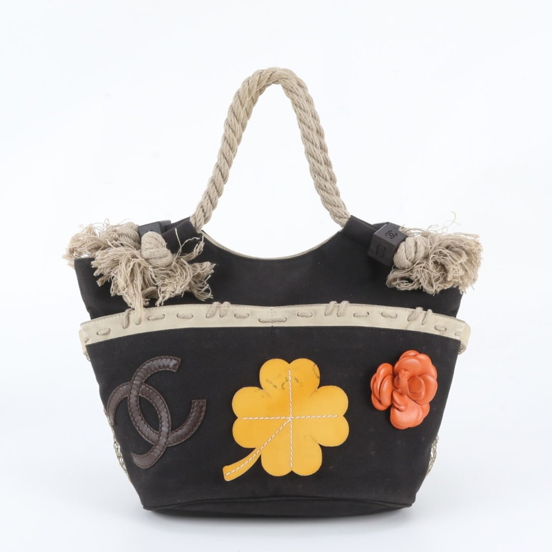 Chanel Serial Numbered Fishnet Rope Camellia Coco Mark Tote Bag Shoulder Handbag for Women: --- Catalog ---Category: SizeSize (HxWxD): 25cm x 24cm x 13cm / 9.84'' x 9.44'' x 5.11''Category: DesignType: Handbag, Shoulder bag, Tote bagColor: Multi-color, NavyGender: WomenCategory: GeneralBrand