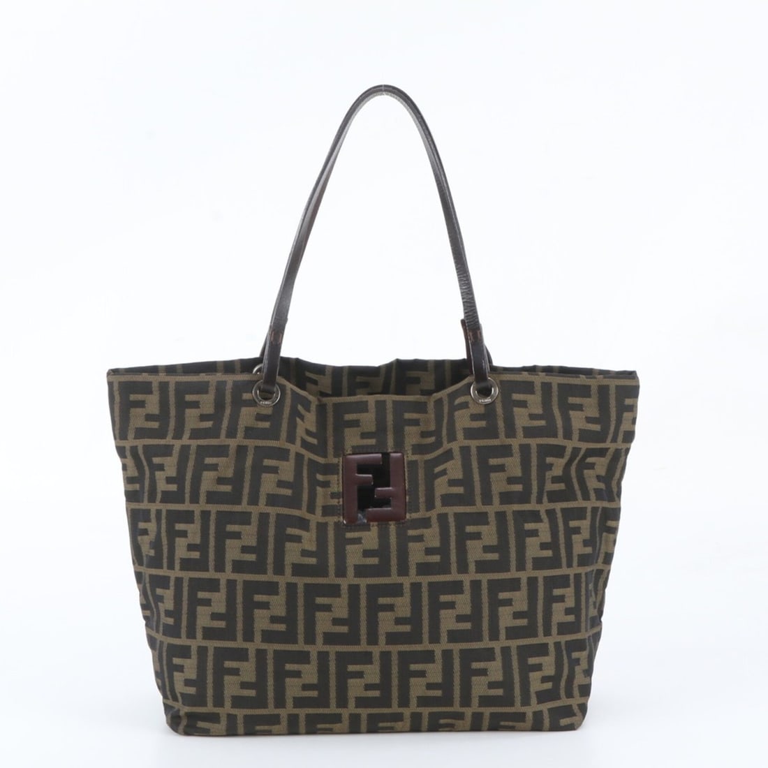 Fendi Zucca Leather Canvas Tote Bag Shoulder Handbag for Women: --- Catalog ---Category: SizeSize (HxWxD): 25cm x 26cm x 12cm / 9.84'' x 10.23'' x 4.72''Category: DesignType: Handbag, Shoulder bag, Tote bagColor: BrownGender: WomenMaterial: Leather , Canvas Catego