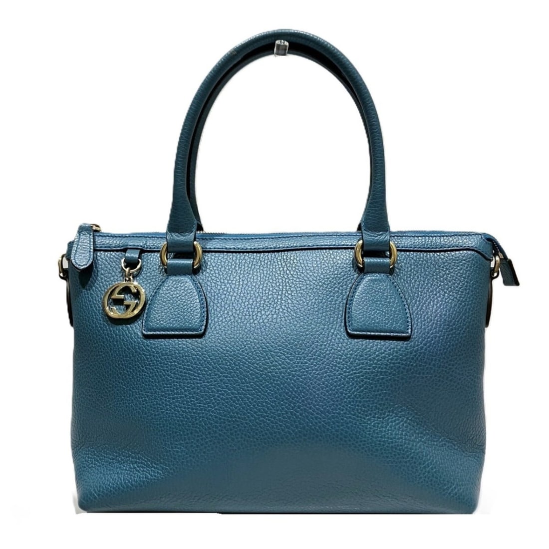Gucci Interlocking G Handbag, Leather, 449659: --- Catalog ---Category: SizeSize (HxWxD): 23cm x 30cm x 12cm / 9.05'' x 11.81'' x 4.72''Handle Length: 42cm / 16.53''Category: DesignType: HandbagColor: BlueGender: WomenMaterial: Leather Category: G