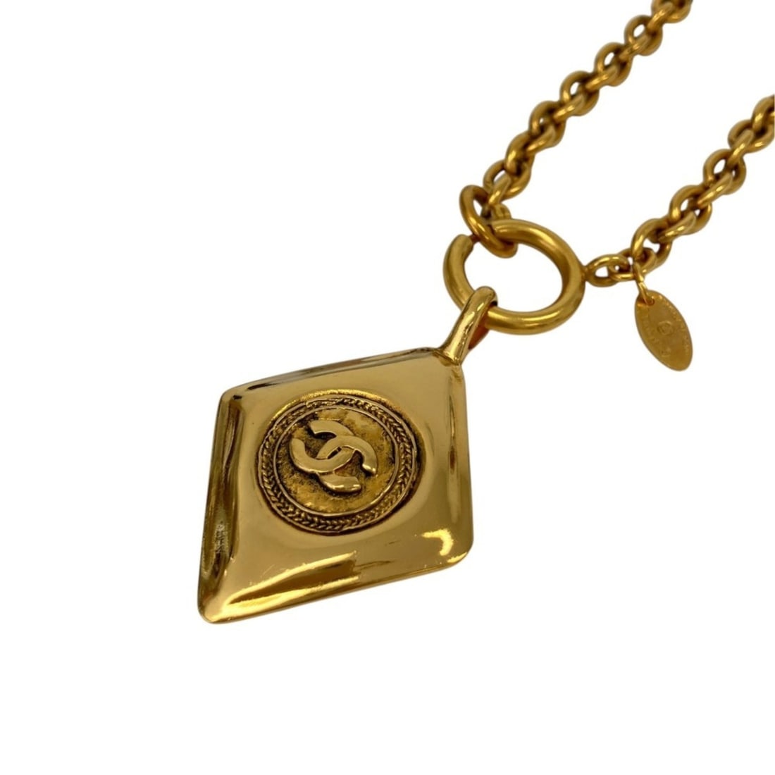 CHANEL Coco Mark Diamond Motif Chain Necklace, Gold Color, Women's: --- Catalog ---Category: SizePendant Size: 50mm x 35mm / 1.96'' x 1.37''Neck Circumference: 57 cm / 22.44''Category: DesignColor: GoldGender: WomenNecklace Type: NecklaceCategory: GeneralBrand: