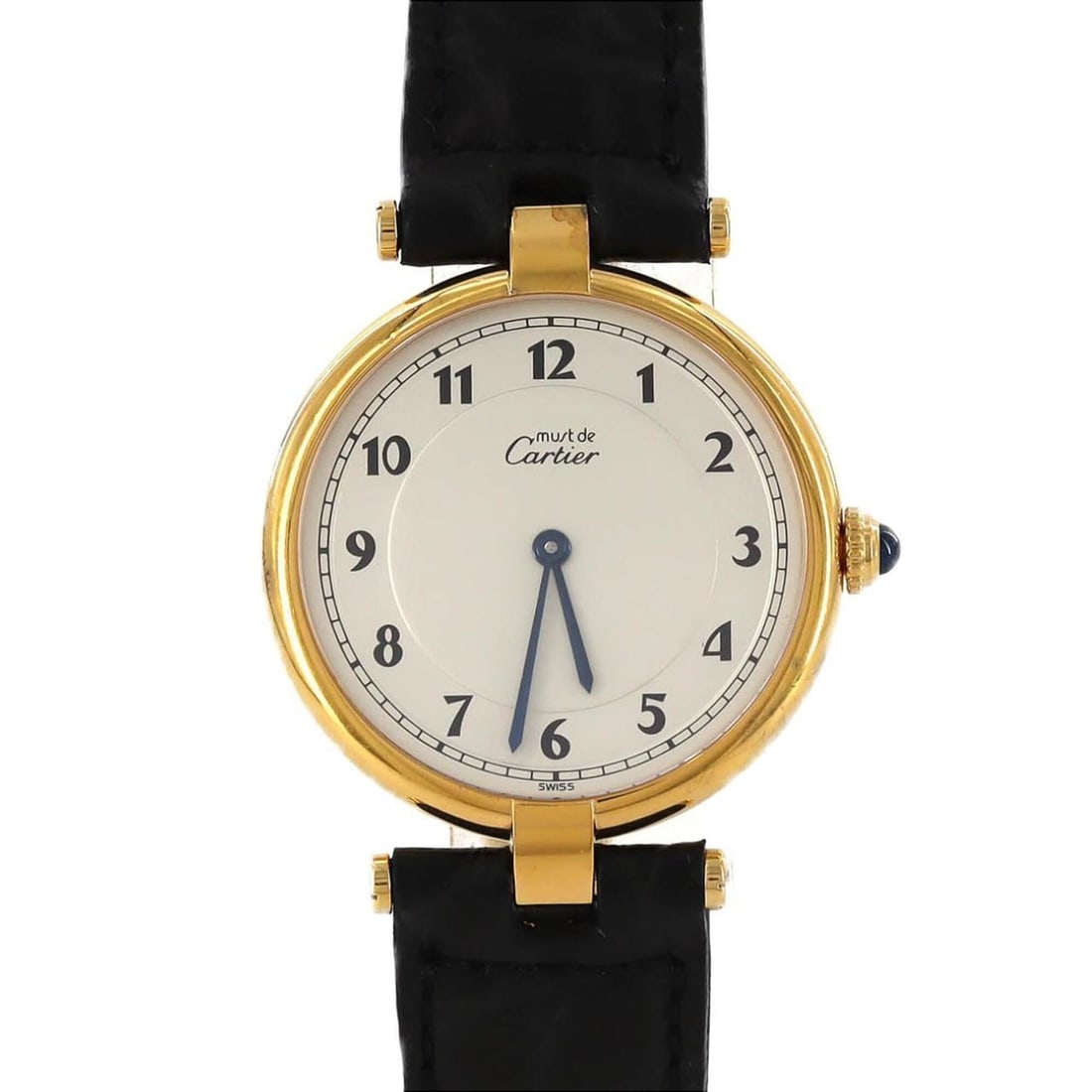 Cartier Must VLC LM GP W1001754 Quartz Watch: --- Catalog ---Category: SizeCase Diameter: 30mm / 1.18''Category: DesignType: WristwatchGender: MenColor (Dial): SilverMaterial (Case): Gold platedCategory: GeneralMPN: W1001754Brand: CartierCategory