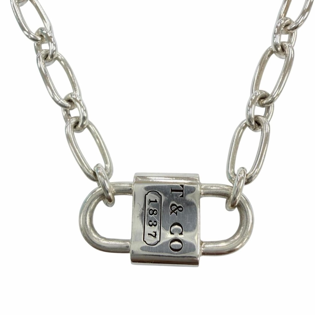 TIFFANY&Co. Tiffany Small Double Lock Necklace AG925 Silver Accessory, Weight 12.9g, Women's, Comes: --- Catalog ---Category: SizePendant Size: 8mm x 17mm / 0.31'' x 0.66''Neck Circumference: 45.5 cm / 17.91''Category: DesignColor: SilverGender: WomenMaterial: Silver 925Necklace Type: NecklaceCategor
