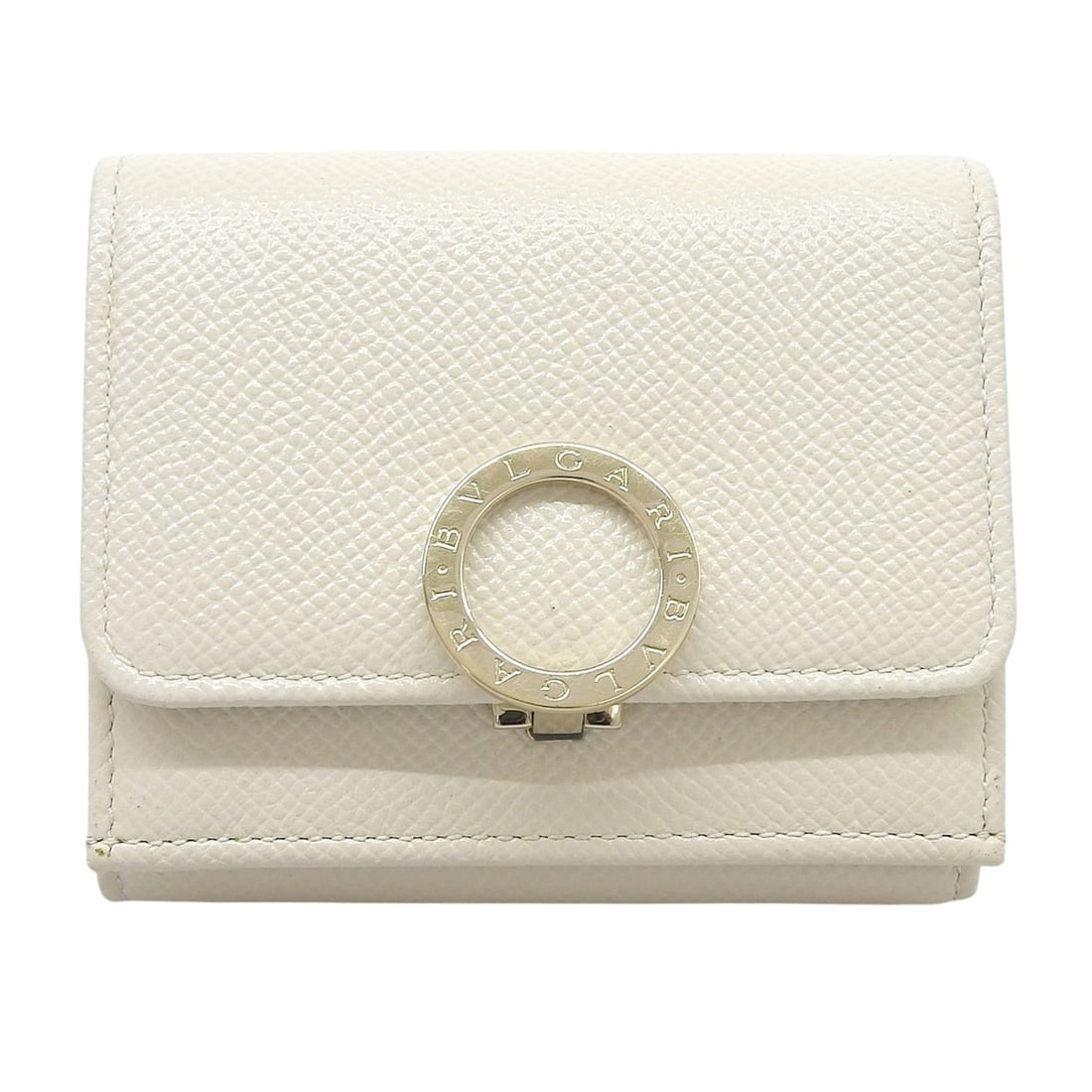 BVLGARI Bulgari Bicolor Leather Compact Tri-fold Wallet, Light Beige and Purple, Made in Italy,: --- Catalog ---Category: SizeSize (HxWxD): 7.6cm x 9.5cm / 2.99'' x 3.74''Category: DesignType: Wallet (tri-fold)Color: Light beige, PurpleGender: WomenMaterial: Leather Category: GeneralBrand: Bvlgar