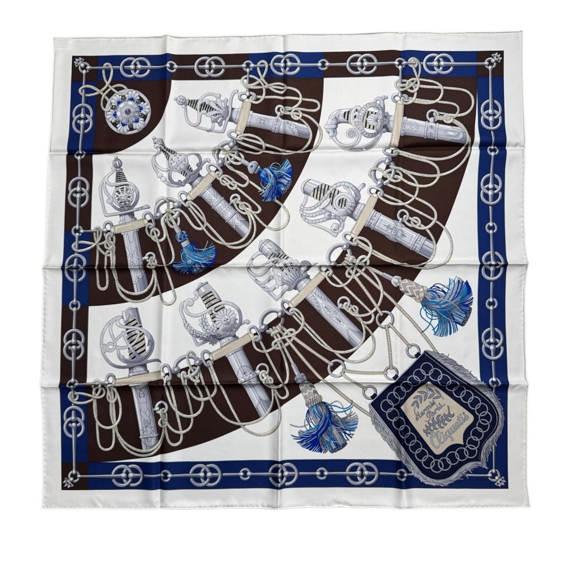 Hermes Cliquetis Silk Scarf/Muffler (Carré 90) - Sword Pattern Women's (1 of 20)