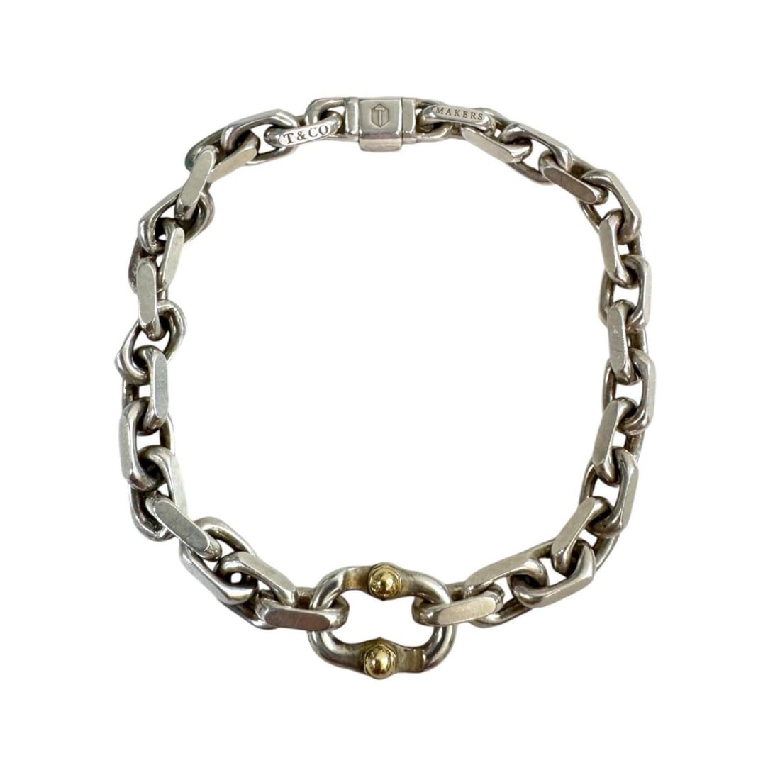 Tiffany & Co. Makers Narrow Chain Bracelet 925 x 750mm Women's: --- Catalog ---Category: SizeLength: 16.5cm / 6.49''Category: DesignType: Charm braceletColor: SilverGender: WomenMaterial: Sterling silver 925, Yellow gold (18K)Category: GeneralBrand: Tiffany--- Ite