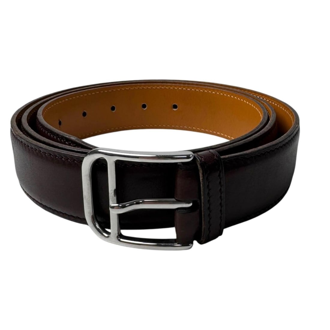 Hermes HERMES Belt Roman Silver Hardware Men's Leather F Stamp (1 of 20)