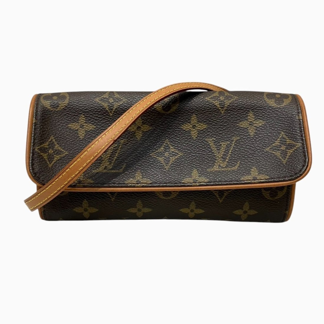 Louis Vuitton Pochette Twin PM Shoulder Bag, Monogram Canvas, M51854: --- Catalog ---Category: SizeSize (HxWxD): 9cm x 19cm x 3cm / 3.54'' x 7.48'' x 1.18''Strap Length: 123cm - 127cm / 48.42'' - 49.99''Category: DesignType: Pochette, Shoulder bagColor: BrownGender: Wom