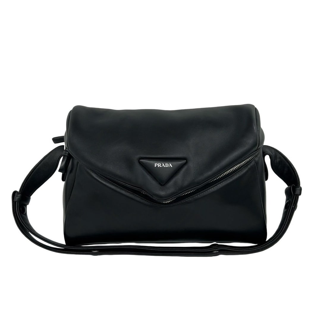 PRADA Prada Signo Triangle Logo Nappa Leather Genuine Shoulder Bag Pouch Sacoche Crossbody Black: --- Catalog ---Category: SizeSize (HxWxD): 20cm x 32cm x 15cm / 7.87'' x 12.59'' x 5.9''Category: DesignType: Crossbody bag, Pochette, Shoulder bagColor: BlackMaterial: Leather Category: GeneralBrand: