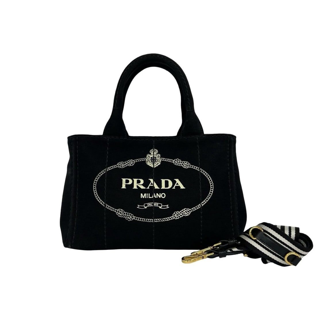 PRADA Canapa Triangle Logo Hardware Canvas 2-way Shoulder Bag Handbag Mini Tote Black 942-3: --- Catalog ---Category: SizeSize (HxWxD): 19.5cm x 27.5cm x 14.5cm / 7.67'' x 10.82'' x 5.7''Category: DesignType: Handbag, Shoulder bag, Tote bagColor: BlackGender: WomenMaterial: Canvas Category: G