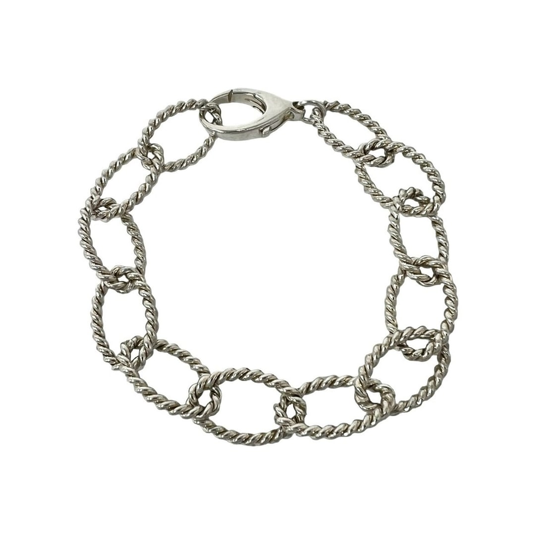 TIFFANY&Co. Tiffany Vintage Oval Link Twist Bracelet, Sterling Silver 925 Chain Bangle, 03759: --- Catalog ---Category: SizeLength: 17.5cm / 6.88''Category: DesignType: Charm braceletColor: SilverGender: WomenMaterial: Silver 925Category: GeneralBrand: Tiffany--- Item List ---Section: Condition