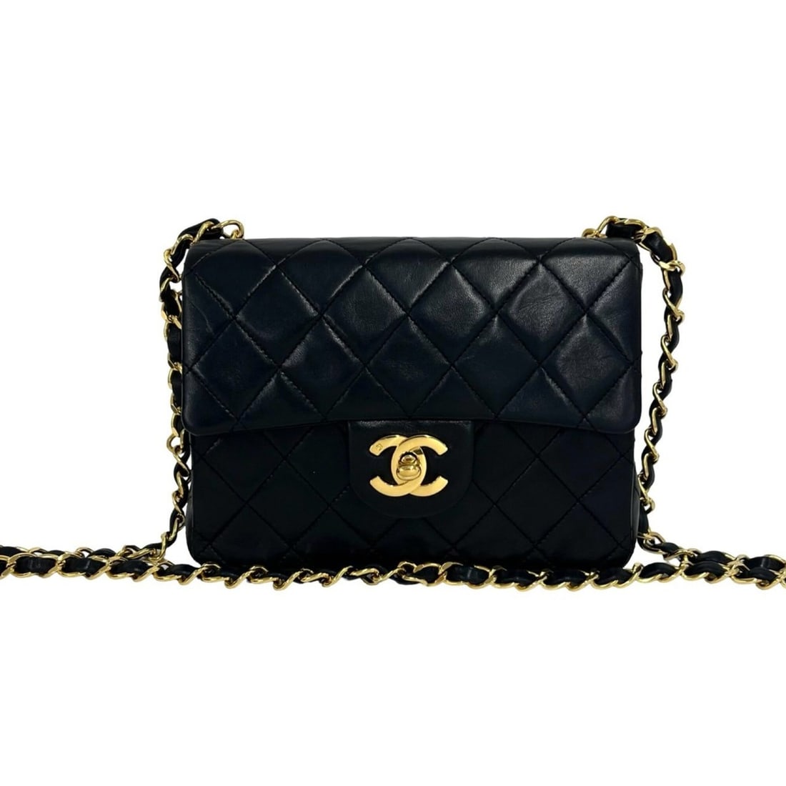 CHANEL Matelassé Coco Mark Lambskin Shoulder Bag Pouch Black c47-9 (1 of 14)