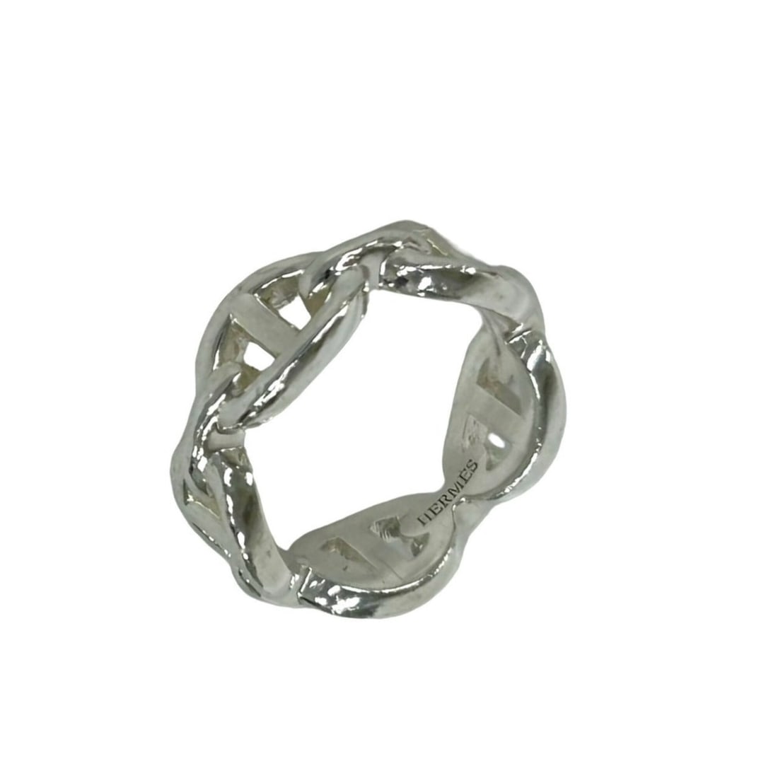 HERMES Hermes Enchainée PM Ring, Sterling Silver 925, Size #48, Accessory, Silver, Item No. 34252 (1 of 18)