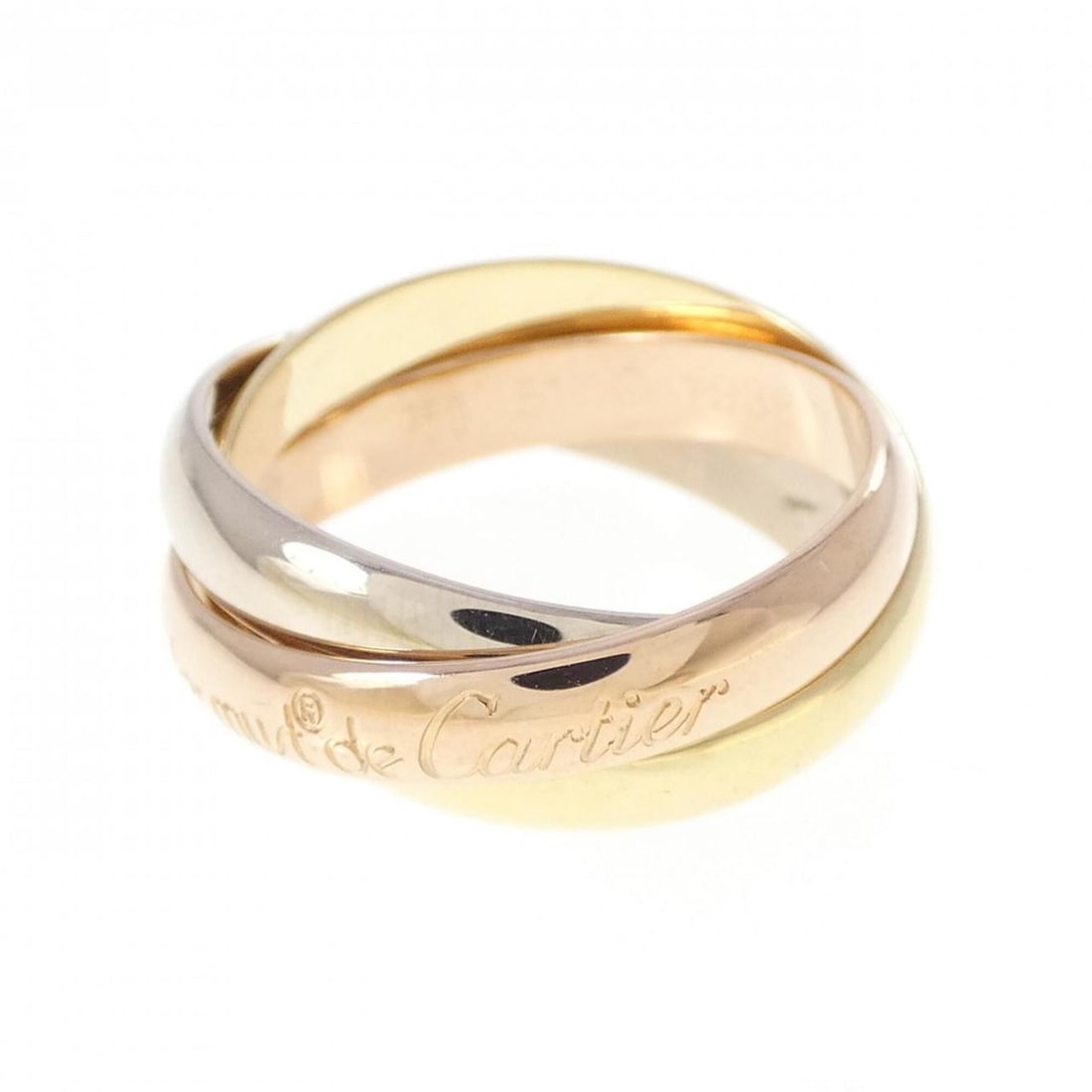 Cartier Trinity Ring: --- Catalog ---Category: SizeUS Size: 6Brand Size: 51Category: DesignType: Band ringGender: WomenMaterial: Pink gold (18K), White gold (18K), Yellow gold (18K)Category: GeneralBrand: Cartier--- Item