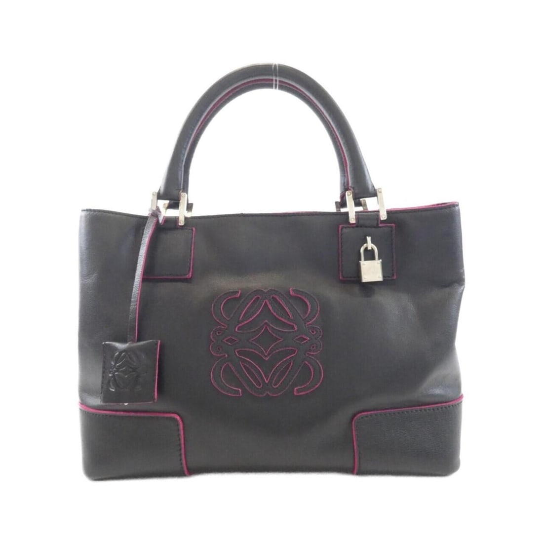 Loewe Amazona handbag: --- Catalog ---Category: SizeSize (HxWxD): 21cm x 29cm x 11cm / 8.26'' x 11.41'' x 4.33''Category: DesignType: HandbagColor: Black, PinkGender: WomenMaterial: Leather Hardware Color: SilverCategory: