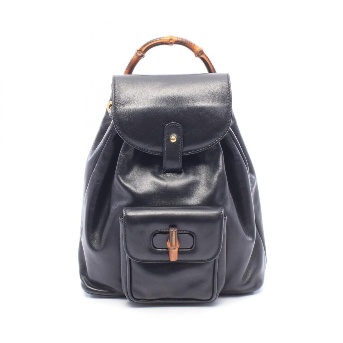 Gucci Bamboo Backpack/Handbag, Leather, Women's, Black, 003/1705/0030: --- Catalog ---Category: SizeSize (HxWxD): 23cm x 20.5cm x 7cm / 9.05'' x 8.07'' x 2.75''Category: DesignType: BackpackColor: BlackGender: WomenMaterial: Leather Category: GeneralMPN: