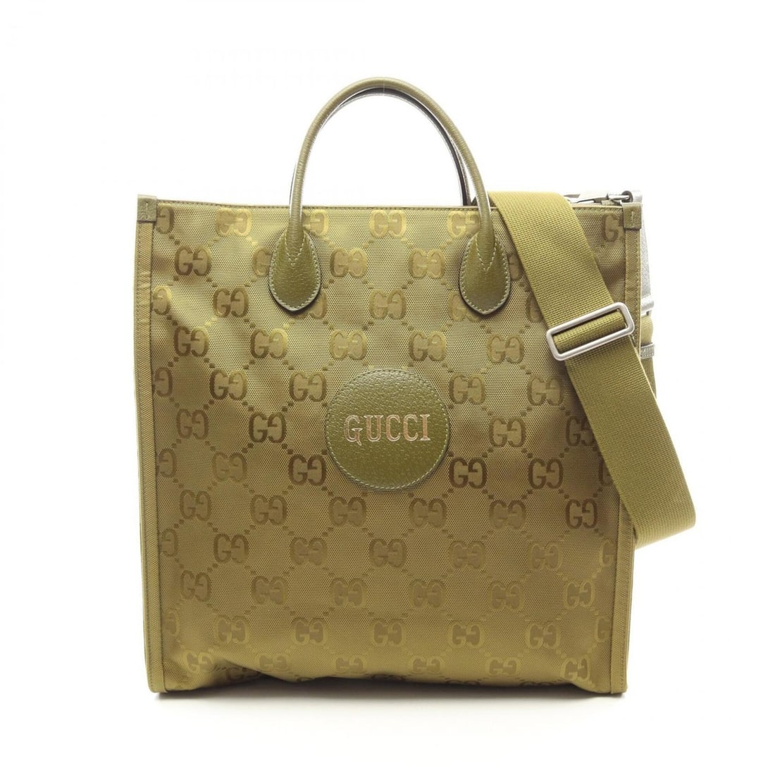 Gucci Off the Grid 2-Way Tote Bag/Handbag, Nylon and Leather, Women's, Green, 696043: --- Catalog ---Category: SizeSize (HxWxD): 36cm x 36cm x 11cm / 14.17'' x 14.17'' x 4.33''Category: DesignType: Handbag, Tote bagColor: GreenGender: WomenMaterial: Nylon , Leather Category: