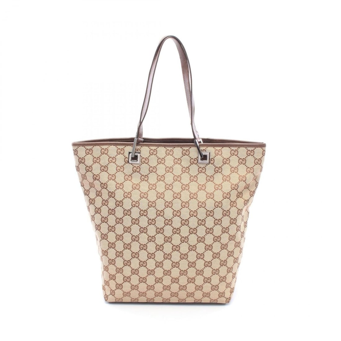 Gucci GG Canvas Tote Bag Handbag, and Leather, Women's, Beige/Brown, 31243 (1 of 13)