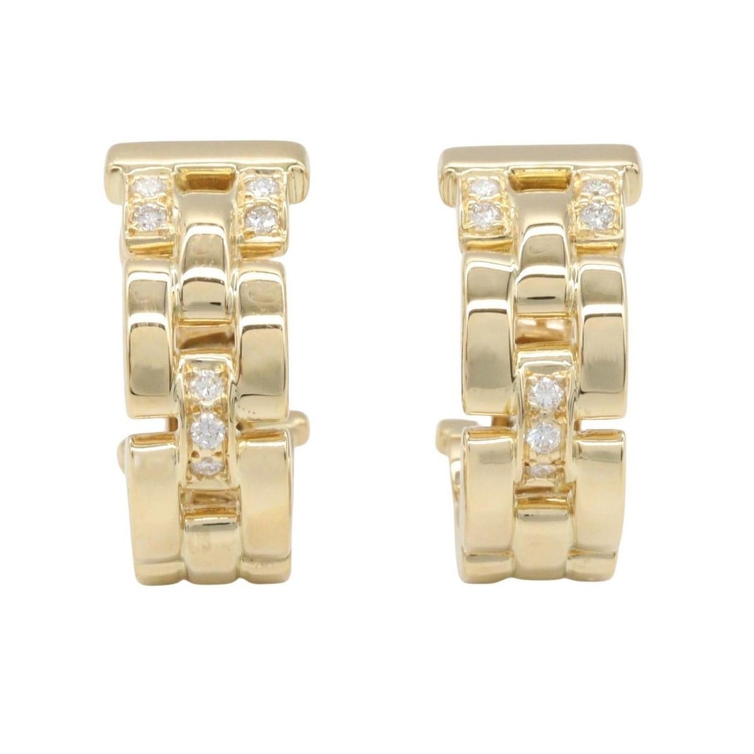 Cartier Maillon Panthère Diamond Earrings, 18K (Yellow Gold), Diamond, Women's, Gold Tone, Clear: --- Catalog ---Category: SizeSize (HxWxD): 20.00mm x 7.00mm / 0.79'' x 0.28''Category: DesignType: Hoop earringsColor: Clear, GoldGender: WomenMaterial: Yellow gold (18K)Category: GeneralBrand: