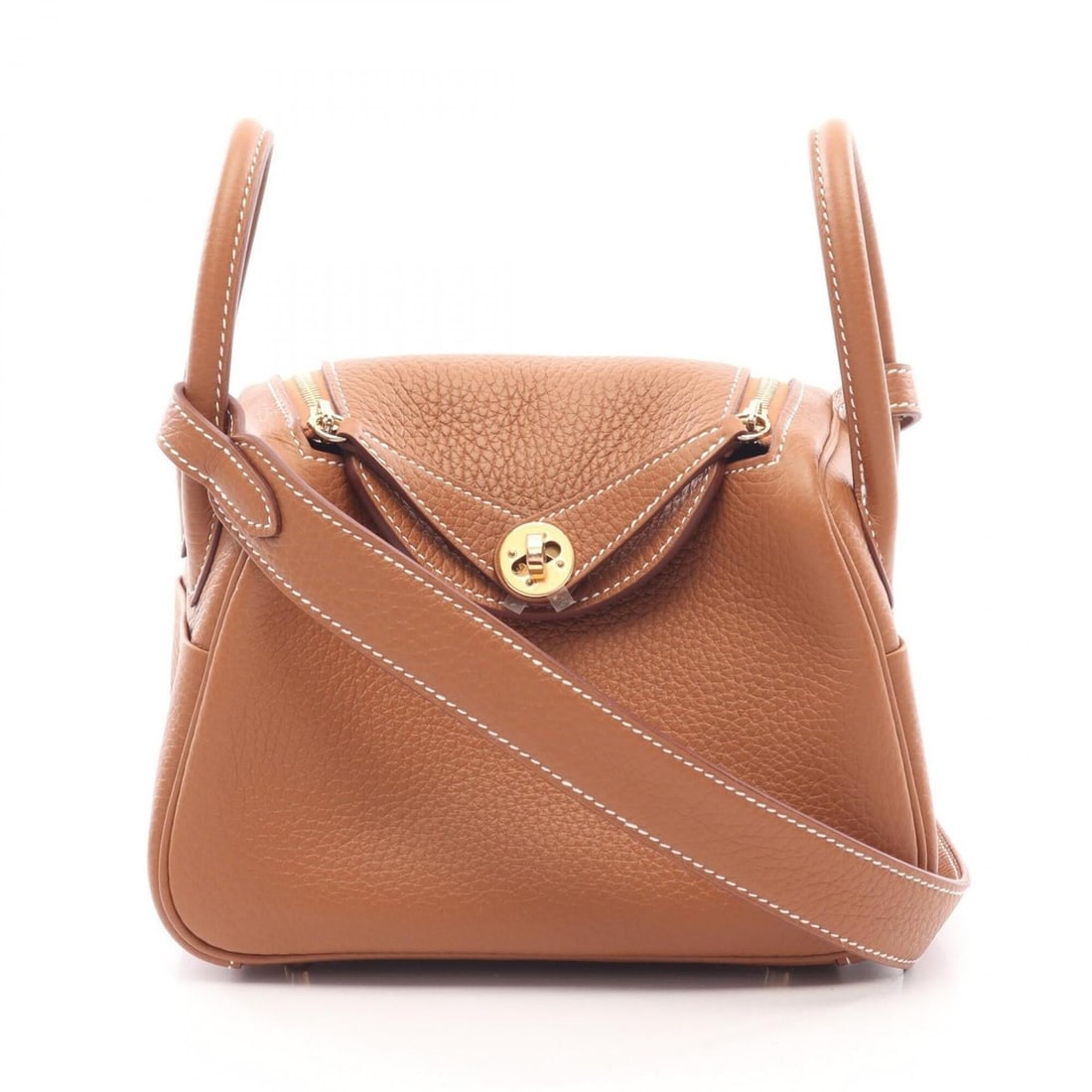 Hermes Lindy Mini Shoulder Bag/Handbag, Leather, Taurillon Clemence, Brown Tone (1 of 12)