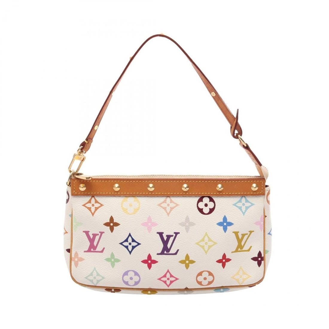 Louis Vuitton Pochette Accessoires Monogram Multicolor Blanc Handbag, Coated Canvas Leather,: --- Catalog ---Category: SizeSize (HxWxD): 13cm x 21cm x 4cm / 5.11'' x 8.26'' x 1.57''Category: DesignType: HandbagColor: WhiteGender: WomenMaterial: Coated canvas , Leather Category: GeneralMPN: M92