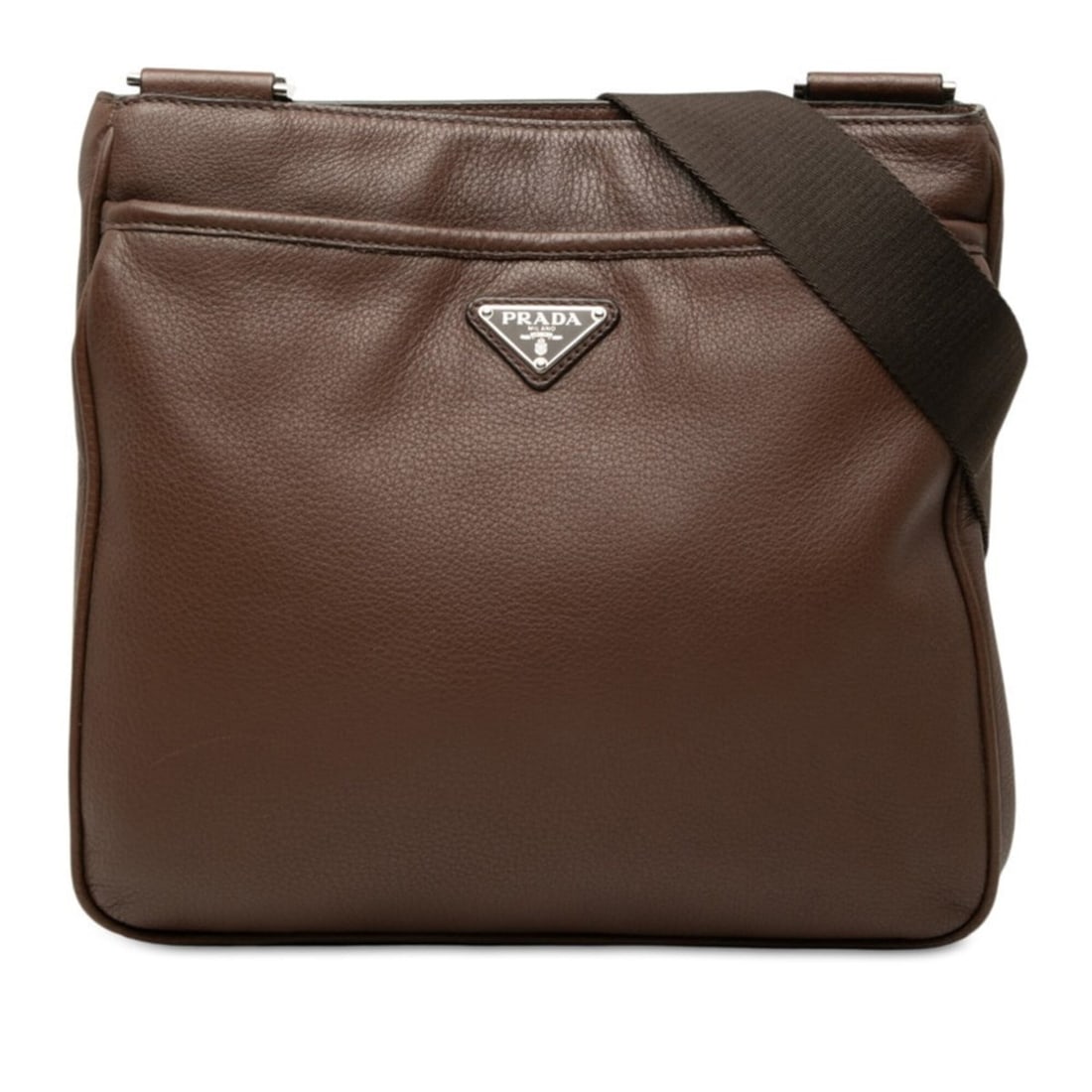 Prada Triangle Logo Plate Crossbody Shoulder Bag, Brown Leather, Women's PRADA: --- Catalog ---Category: SizeSize (HxWxD): 26.5cm x 27.5cm x 3.5cm / 10.43'' x 10.82'' x 1.37''Category: DesignType: Shoulder bagColor: BrownGender: WomenMaterial: Leather Category: GeneralBrand: Prad