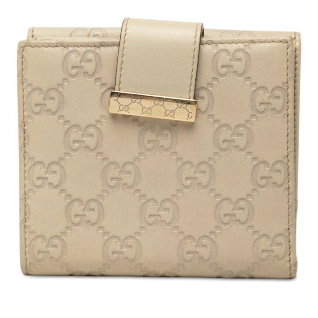 Gucci Guccissima Bi-fold Wallet with Double Snap Closure, 212090, Ivory White Leather, Women's GUCCI: --- Catalog ---Category: SizeSize (HxWxD): 11.5cm x 12.2cm x 1cm / 4.52'' x 4.8'' x 0.39''Category: DesignType: Wallet (bi-fold)Color: Ivory, WhiteGender: WomenMaterial: Leather Category: GeneralBrand
