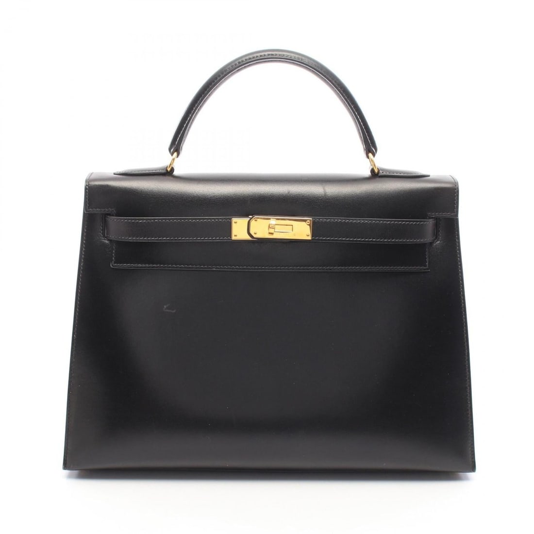 Hermes Kelly 32 2-Way Handbag, Calfskin (Cowhide), Box Calf Leather, Black.: --- Catalog ---Category: SizeSize (HxWxD): 23cm x 32cm x 12cm / 9.05'' x 12.59'' x 4.72''Category: DesignType: HandbagColor: BlackGender: WomenMaterial: Box calf leather Category: GeneralBrand: