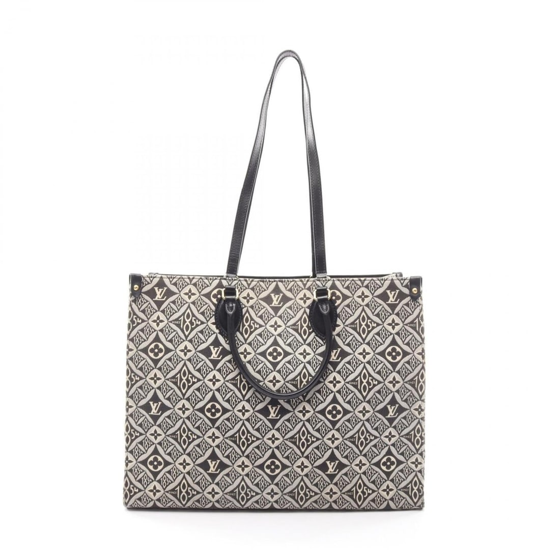 Louis Vuitton OnTheGo GM Since 1854 2-Way Tote Bag/Handbag, Canvas and Leather, Monogram Jacquard,: --- Catalog ---Category: SizeSize (HxWxD): 32cm x 41cm x 17cm / 12.59'' x 16.14'' x 6.69''Category: DesignType: Handbag, Tote bagColor: Black, GrayGender: WomenMaterial: Canvas , Leather Category: Gen