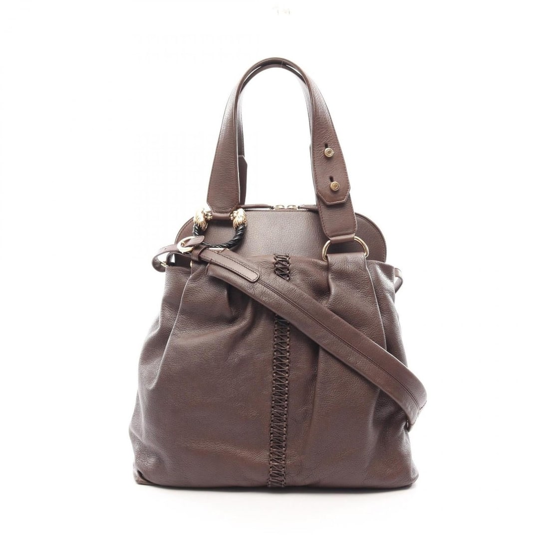 Bulgari BVLGARI Leoni 2-way handbag, leather, women's, brown. (1 of 20)