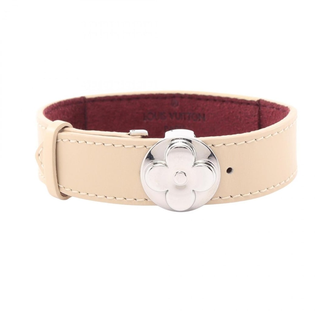 Louis Vuitton Good Luck Bracelet Vanille Accessory Leather Metal Women's Beige/Silver M64445 (1 of 11)