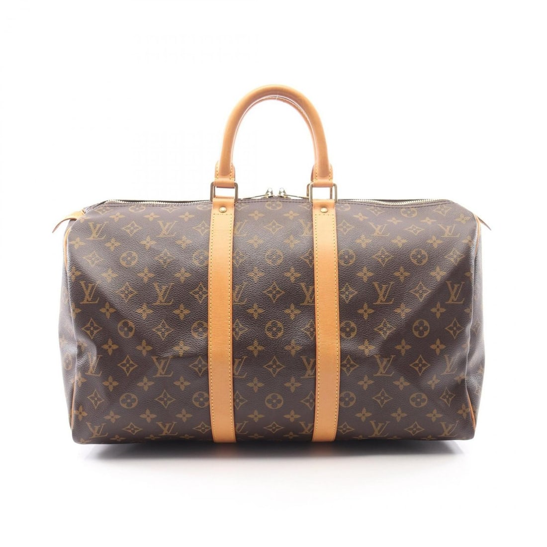 Louis Vuitton Keepall 45 Monogram Boston Bag Handbag, Coated Canvas and Leather, Pattern, Men's: --- Catalog ---Category: SizeSize (HxWxD): 26cm x 46cm x 20cm / 10.23'' x 18.11'' x 7.87''Category: DesignType: Boston bag, HandbagColor: Brown, MonogramGender: Men,WomenMaterial: Coated canvas , Leat