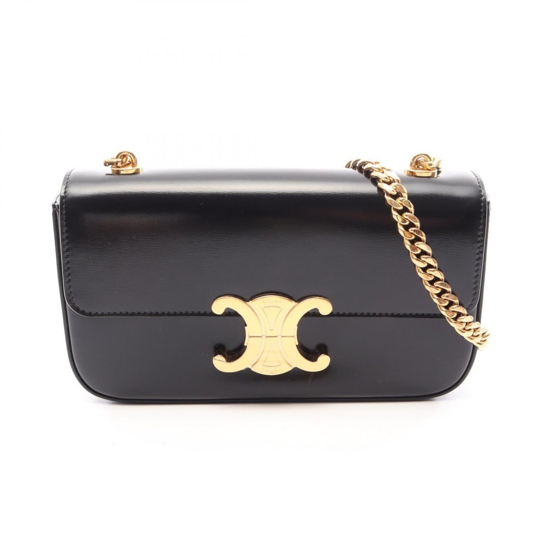 Celine Claude Triomphe Shoulder Bag/Handbag, Leather, Women's, Black: --- Catalog ---Category: SizeSize (HxWxD): 11cm x 20.5cm x 4cm / 4.33'' x 8.07'' x 1.57''Category: DesignType: Handbag, Shoulder bagColor: BlackGender: WomenMaterial: Leather Category: GeneralBrand: C